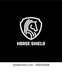 Equestrian Horse Mustang Shield Logo Template Vector