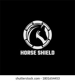 Equestrian Horse Mustang Shield Logo Template Vector