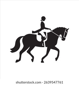 Equestrian Horse Rider Silhouette Vector Icon – Dressage Horseback Riding Illustration	