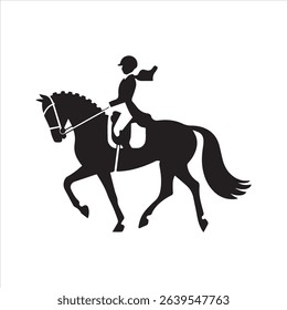 Equestrian Horse Rider Silhouette Vector Icon – Dressage Horseback Riding Illustration	
