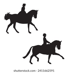 Equestrian Horse Riding Vector Art Silhouette