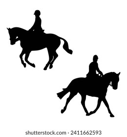 Equestrian Horse Riding Vector Art Silhouette
