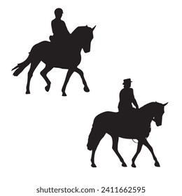 Equestrian Horse Riding Vector Art Silhouette