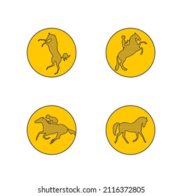 Equestrian icon design, silhouettes and dots