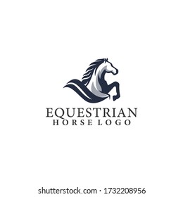 Vector de plantilla de logotipo de caballos de salto ecuestre