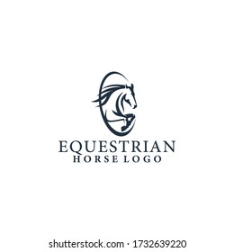 Equestrian Jumping Horse Logo Template Vector