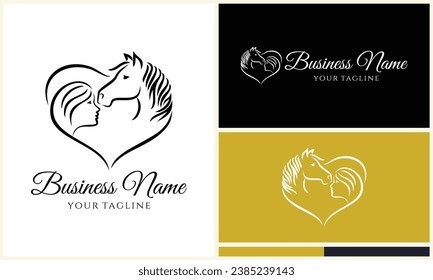 equestrian and kid logo template
