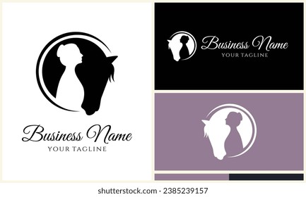 equestrian and kid logo template