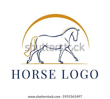 equestrian logo with line art horse symbol. vector illustration