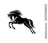 Equestrian Majesty Silhouette of Rearing Horse Logo Vector Illustration