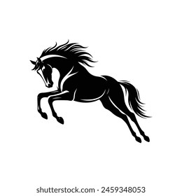 Equestrian Majesty Silhouette of Rearing Horse Logo Vector Illustration