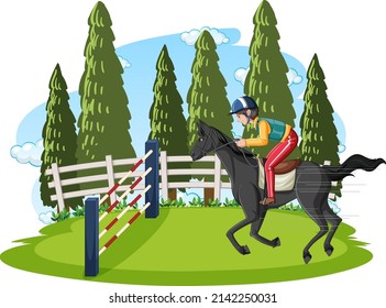 Equestrian man on horseback illustration