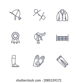 Equestrian outline icons, online shop design, show jumping items