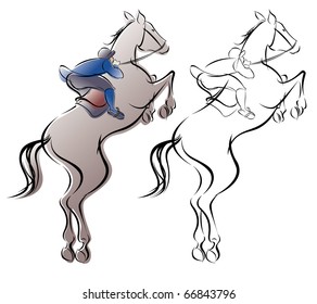 Equestrian. Outline version also included.
