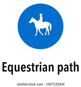 Equestrian path Information and Warning Road traffic street sign, vector illustration collection isolated on white background for learning, education, driving courses, sticker, icon.