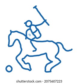 Equestrian Polo sketch icon vector. Hand drawn blue doodle line art Equestrian Polo sign. isolated symbol illustration