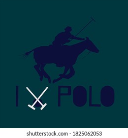 equestrian polo. Vector graphics . poster with horses.