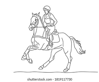 Equestrian rider galloping on horse at the time of the competition