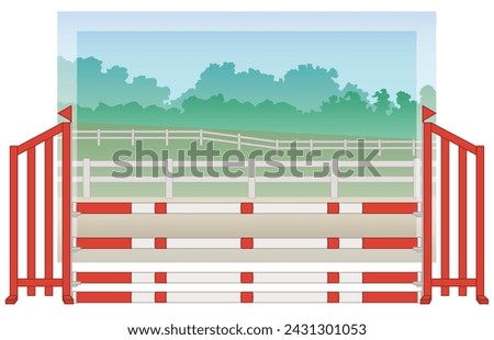 equestrian show jumping obstacle, rails with an outdoor background