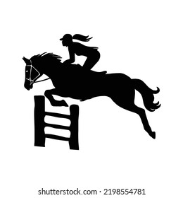 Equestrian Silhouette Horse Racing, Horse Riding Equine Horses Race, Outline Horse Rider Vector Jockey Pony