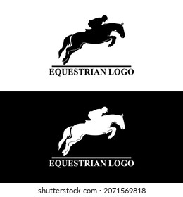 An equestrian silhouette logo made in a simple and modern way that will be very suitable for the logo of a horse racing sporting event or for your creative industry logo.