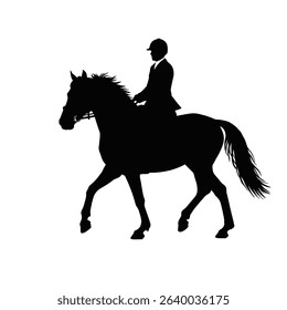 Equestrian silhouette rider horseback riding sport.