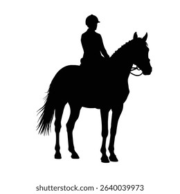 Equestrian silhouette rider horseback riding sport.