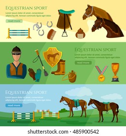 Equestrian sport banner professional jockey club horse racing vector illustration 