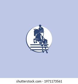 Equestrian sport competition icon logo design, 
horse jumping vector illustration