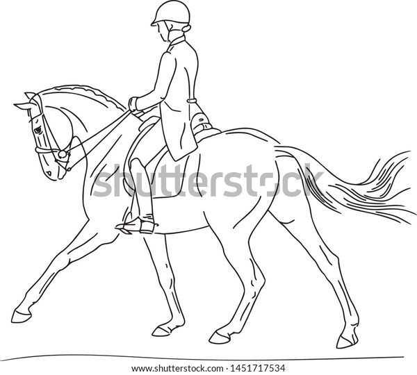 Equestrian Sport Dressage Canter Half Pass Stock Vector (Royalty Free ...