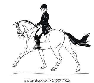 Equestrian sport, dressage, canter half-pass