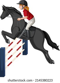 Equestrian sport with girl on horseback illustration