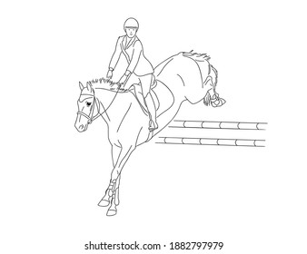 Equestrian sport, horse riding themed illustration