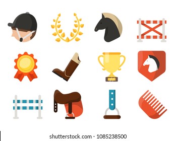 Equestrian sport icon set isolate on white background