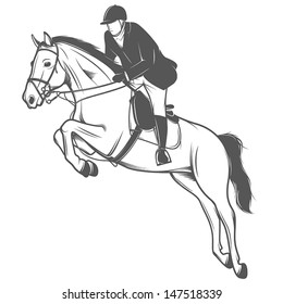 Equestrian sport, jockey on a jumping horse