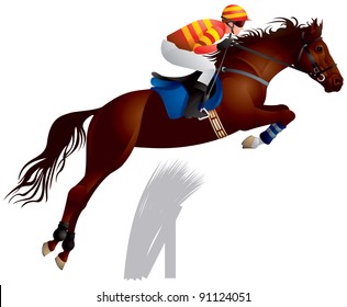 Equestrian sport jumping horse and rider in vector, The Sport of Kings