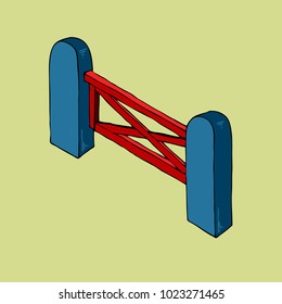 equestrian sport Jumping isolated obstacle gate vector isometry