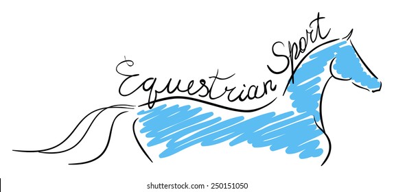Equestrian sport. The line horse on white. Vector