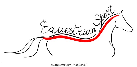 Equestrian sport. The line horse on white. Vector