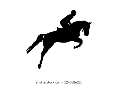 Equestrian Sport Man Rider Horse Jumping Competition 