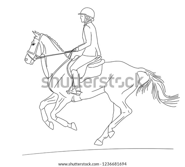 Equestrian Sport Rider Cantering On Horse Stock Vector (Royalty Free ...