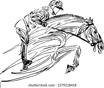 equestrian sport. rider on horse sketch