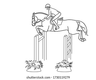 Equestrian sport, young man in jumping show