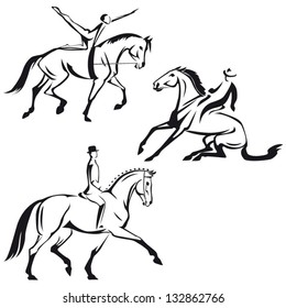 Equestrian Sports 2: Sketch-based Images Showing Equestrian Vaulting, Western Riding  And Dressage