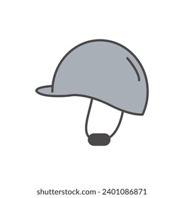 Equestrian Style. Horse Riding Helmet Flat Outline Icon. Vector Illustration for Sporty Fashion, Outdoor Recreation and Adventure. Head protection, Safety Gear on Isolated Background.