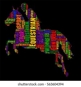 Equestrian Typography word cloud colorful Vector illustration