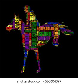 Equestrian Typography word cloud colorful Vector illustration