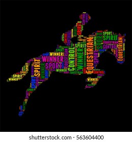 Equestrian Typography word cloud colorful Vector illustration