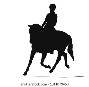 Equestrian vector, young rider and small horse