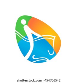 Equestrian Web button isolated on white background. Athlete Sport Game Logo Competition Icon. Rio 2016 Olympic games in Brazil. summer Sport games symbols. vector illustration